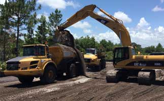 excavator doing sitework